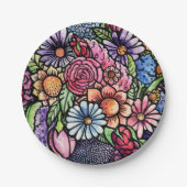Floral Bouquet Spring Blume Pappteller (Vorderseite)