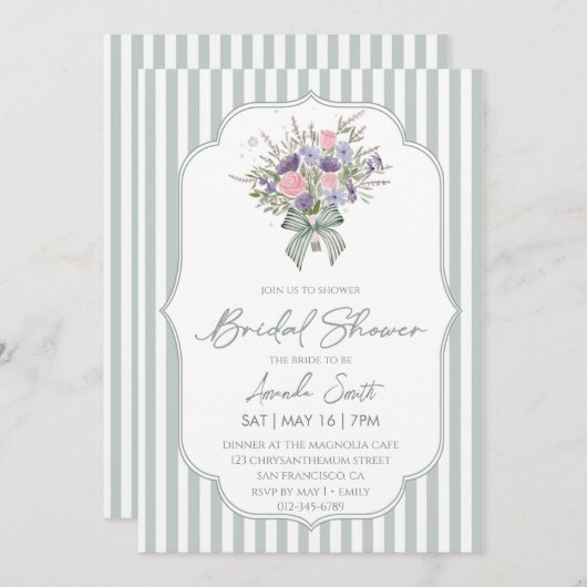  Floral Bouquet Spring Bridal Shower Einladung (Vorne/Hinten)