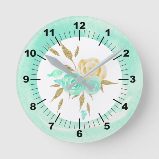 Floral Bouquet Square Wall Clock Runde Wanduhr (Vorderseite)
