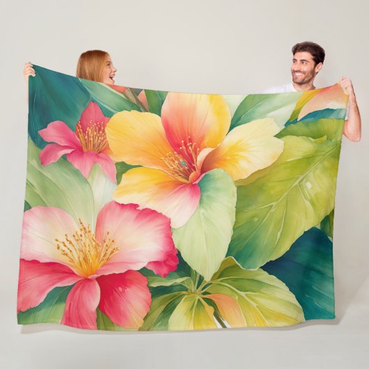 Floral Bouquet Tropische Blume Fleecedecke (Beispiel)