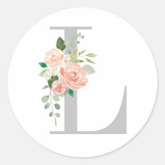 Floral Bouquet über Personalisierte Monogramm Runder Aufkleber (Vorderseite)