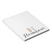 Floral Bouquet über Personalisiertes Monogramm und Notizblock (angewinkelt)