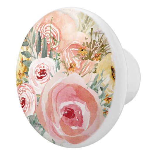 Floral Bouquet Wasserfarbe Rustikale Holzpampas Gr Keramikknauf (Rechts)