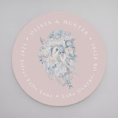 Floral Bouquet Wedding Couple Names Rücksendeadres Runder Aufkleber