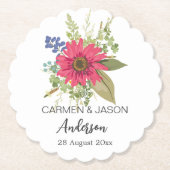  Floral Bouquet Wedding Custom Name Untersetzer (Vorderseite)