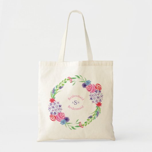 Floral Bouquet Wreath Monogramm - Tragetasche (Vorne)