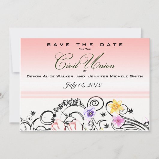 Floral Bouquet Zivile Gewerkschaft Save the Date e (Vorderseite)