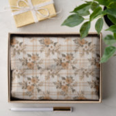 Floral Bouquets and Autumn Plaid 3 Sheets Seidenpapier (Geschenk)