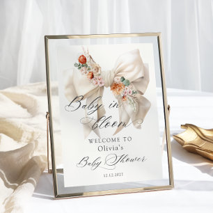Floral Bow Baby in Bloom Baby Dusche Willkommen Poster