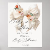 Floral Bow Baby in Bloom Baby Dusche Willkommen Poster (Vorne)