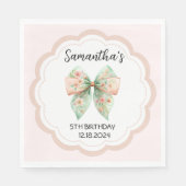Floral Bow Birthday Napkins Serviette (Vorderseite)