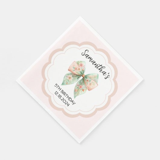 Floral Bow Birthday Napkins Serviette (Ecke)