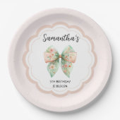 Floral Bow Birthday Paper Plate Pappteller (Vorderseite)