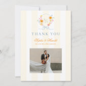 Floral Bow Crest Monogram Spring Wedding Dankeskarte (Vorderseite)