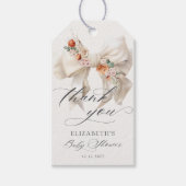 Floral Bow Elegant Baby Shower Vielen Dank Geschenkanhänger (Vorderseite)