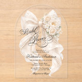 Floral Bow Elegant Bridal Shower  Acryleinladungen (Vorderseite)