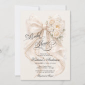 Floral Bow Elegant Bridal Shower  Einladung (Vorderseite)