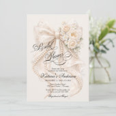 Floral Bow Elegant Bridal Shower  Einladung (Stehend Vorderseite)