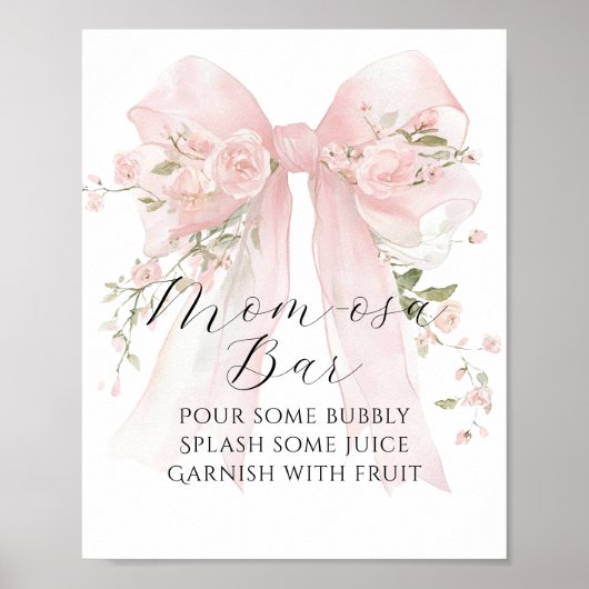 Floral Bow Elegant Flower Girl Baby Shower Bar Poster (Vorne)
