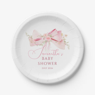 Floral Bow Elegant Flower Girl baby shower  Pappteller