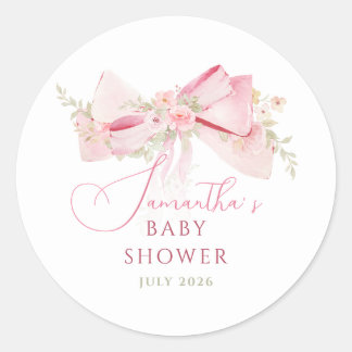 Floral Bow Elegant Flower Girl baby shower  Runder Aufkleber