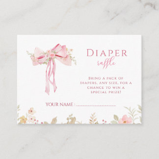 Floral Bow Elegant Flower Girl DIAPER RAFFLE Begleitkarte