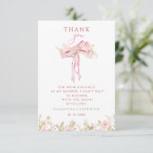 Floral Bow Elegant Flower Girl DIAPER RAFFLE Dankeskarte (Stehend Vorderseite)