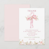 Floral Bow Elegant Flower Girl DIAPER RAFFLE Dankeskarte (Vorne/Hinten)