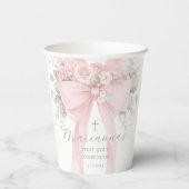 Floral Bow First Holy Communion Elegant Pappbecher (Rückseite)