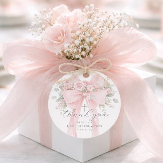  Floral Bow First Holy Communion Thank you Geschenkanhänger