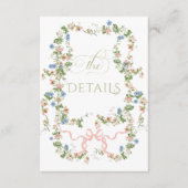 Floral Bow Garden Rustikales Elegantes Foto Hochze Begleitkarte (Vorderseite)