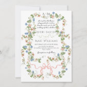 Floral Bow Garden Rustikales Elegantes Foto Hochze Einladung (Vorderseite)