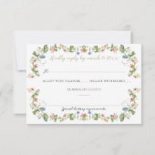 Floral Bow Garden Rustikales Elegantes Foto Hochze RSVP Karte (Rückseite)