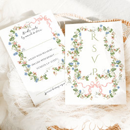 Floral Bow Garden Rustikales Elegantes Foto Hochze RSVP Karte