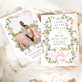 Floral Bow Garden Rustikales Elegantes Foto Hochze Save The Date