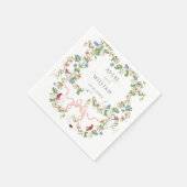 Floral Bow Garden Rustikales Elegantes Foto Hochze Serviette (Ecke)