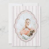 Floral Bow Girl 1st Birthday Photo Thank You Card Dankeskarte (Rückseite)