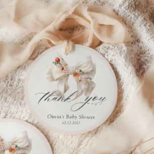Floral Bow Girl Baby Dusche Danke Geschenkanhänger