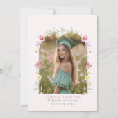 Floral Bow Graduation party Arch Photo Einladung (Rückseite)