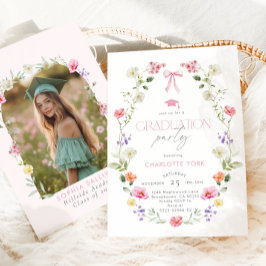 Floral Bow Graduation party Arch Photo Einladung