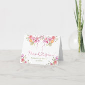 Floral Bow Pink Baby Dusche Danke Karte (Vorderseite)