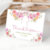 Floral Bow Pink Baby Dusche Danke Karte