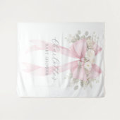 Floral Bow Pink Coquette Baby Shower Wandteppich (Vorderseite (Horizontal))