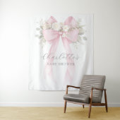Floral Bow Pink Coquette Baby Shower Wandteppich (Beispiel)