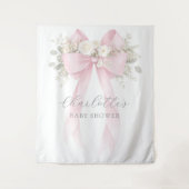 Floral Bow Pink Coquette Baby Shower Wandteppich (Vorderseite)
