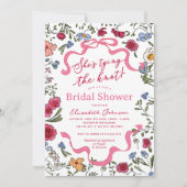 Floral Bow Sie bindet das Brautparty des Knotens Einladung (Vorderseite)