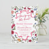 Floral Bow Sie bindet das Brautparty des Knotens Einladung (Stehend Vorderseite)