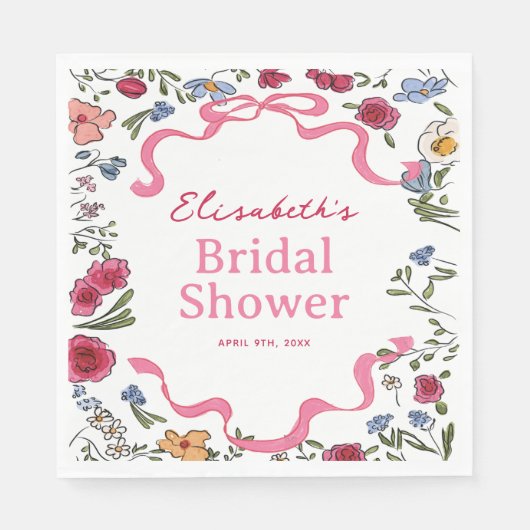 Floral Bow Sie bindet das Brautparty des Knotens Serviette (Vorderseite)