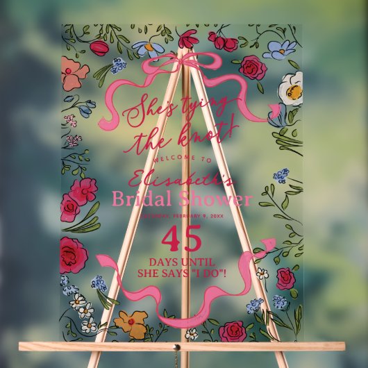 Floral Bow Sie bindet den Knoten willkommen Acrylschild (Neutral)