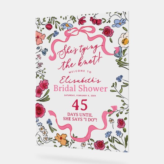 Floral Bow Sie bindet den Knoten willkommen Acrylschild (Winkel)